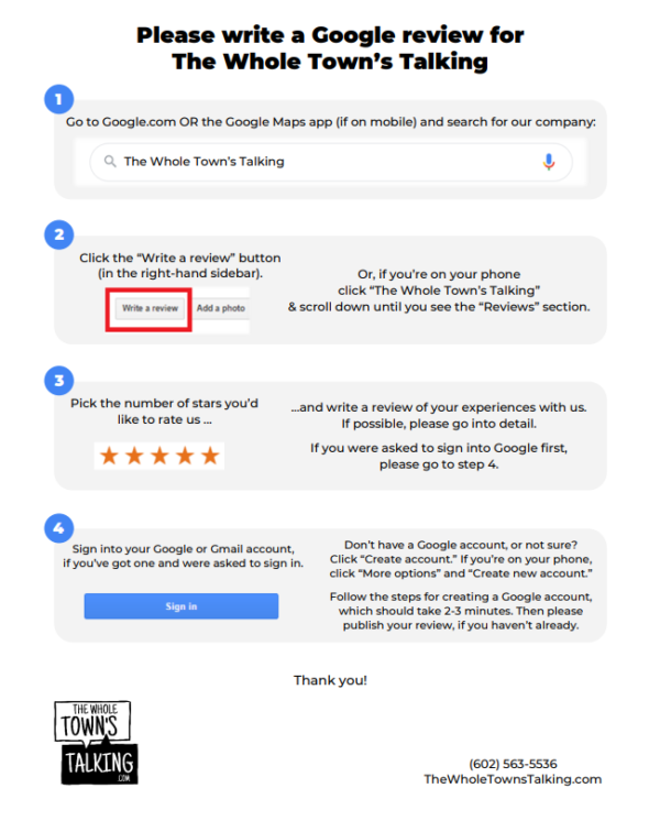 Google Review Leaflet example