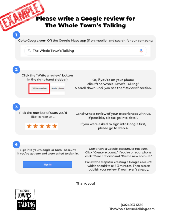 Google Review Request Flyer